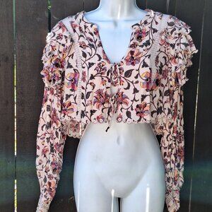 Tularosa TATE Midriff Crop Top M in Thea Ivory Floral